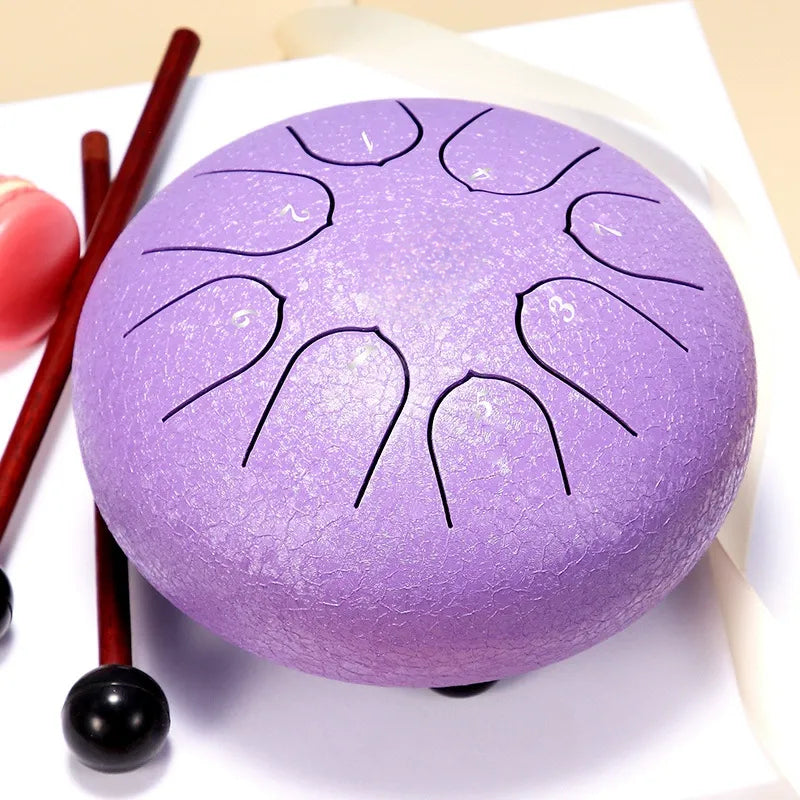 A dreamy lavender 6-inch 8-note steel tongue drum, a beautiful gift for music lovers and yoga.