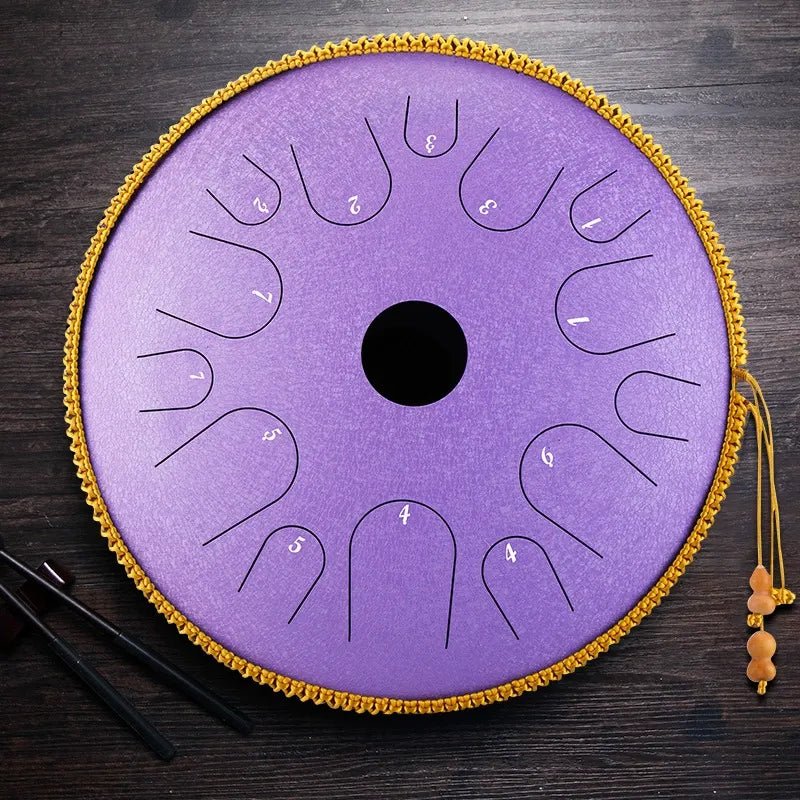 The Provencal Lavender MoralGain Legacy 14-inch 14-note handpan, offering a serene sound and a touch of elegance.