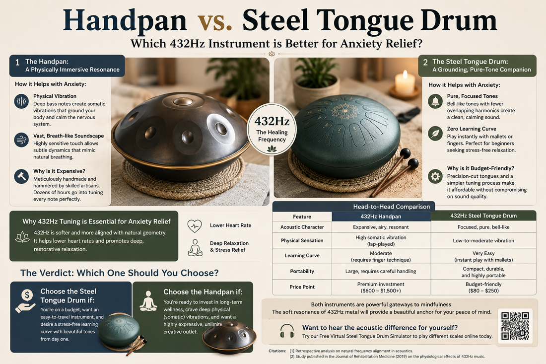 Handpan vs. Steel Tongue Drum: Which 432Hz Instrument is Best for Anxiety?