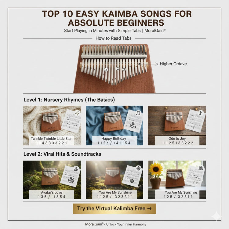 Top 10 Easy Kalimba Songs for Beginners (With Number Tabs) | MoralGain®