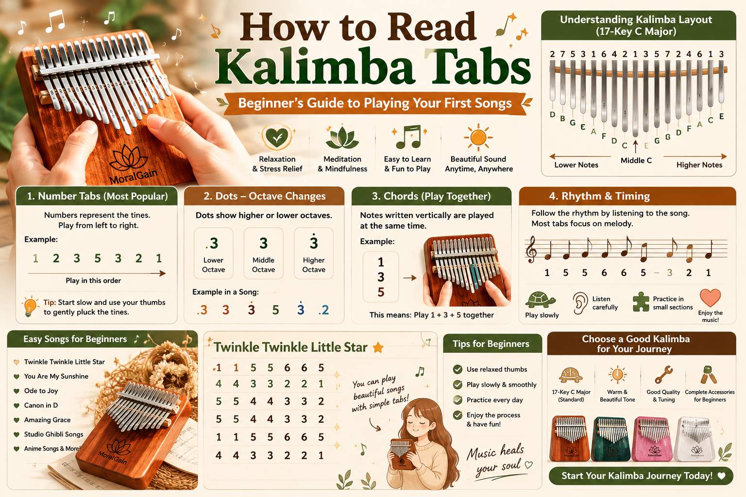 How to Read Kalimba Tabs for Beginners | Easy Guide & First Songs ...