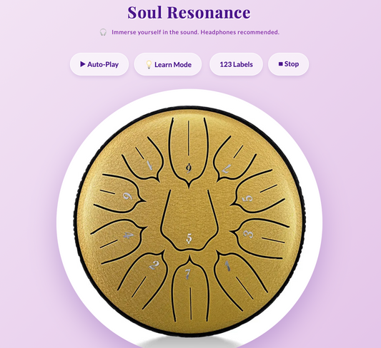 Play MoralGain 13-Note Steel Tongue Drum Online - Free Virtual Healing Instrument Simulator with Guided Lessons
