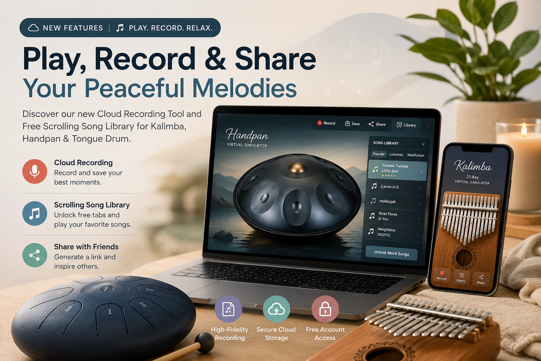 Play, Record, and Learn: How to Unlock Free Sheet Music on Our Virtual Kalimba & Handpan Simulators