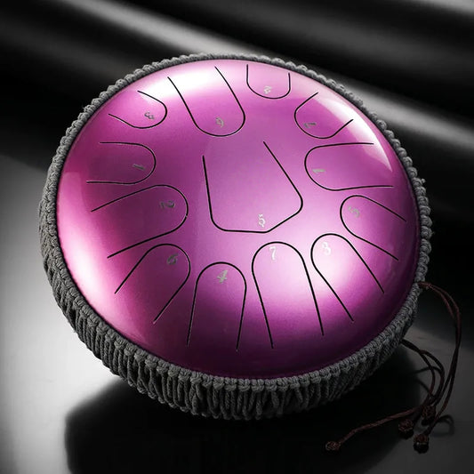 A stunning Iris Purple MoralGain 13-inch 15-note titanium steel tongue drum. A professional-grade handpan for a pure sound.