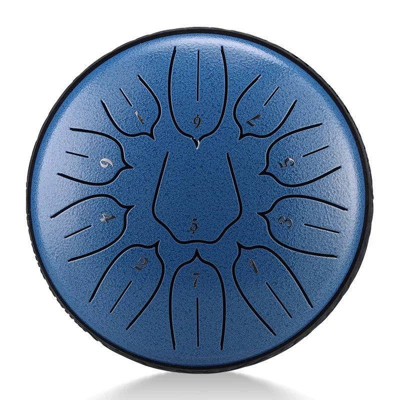 A unique ocean blue wave patterned MoralGain 6-inch 11-note steel tongue drum. A vibrant and calming handpan for all ages.