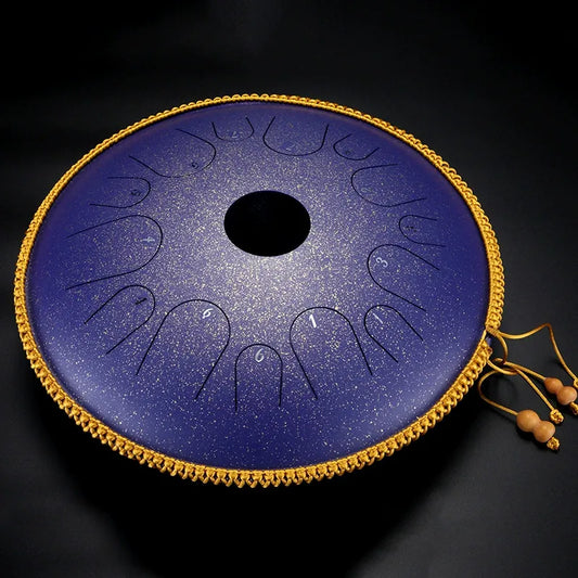The Nebula Amethyst MoralGain Legacy 14-inch 14-note handpan, a collector's item with a stunning cosmic-inspired finish.